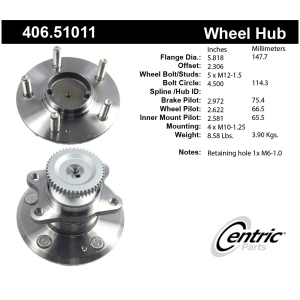Centric Premium™ Rear Driver Side Non-Driven Wheel Bearing and Hub Assembly for 2005 Hyundai XG350 - 406.51011