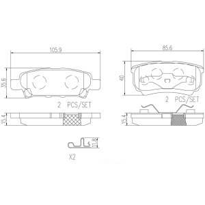 brembo Premium Ceramic Rear Disc Brake Pads for 2008 Jeep Compass - P54034N