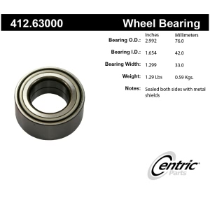 Centric Premium™ Front Passenger Side Double Row Wheel Bearing for Plymouth Neon - 412.63000