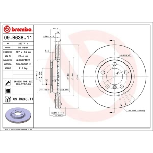 brembo UV Coated Series Front Brake Rotor for 2016 Mini Cooper Paceman - 09.B638.11