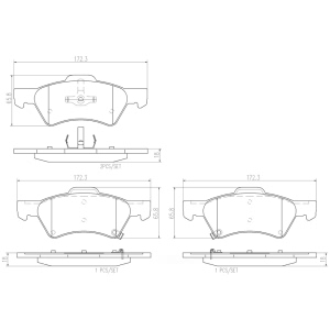 brembo Premium Ceramic Front Disc Brake Pads for Chrysler Voyager - P11015N