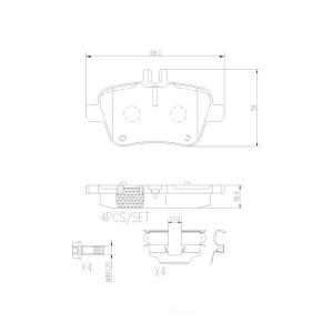 brembo Premium Ceramic Rear Disc Brake Pads for 2012 Mercedes-Benz SLK250 - P50091N