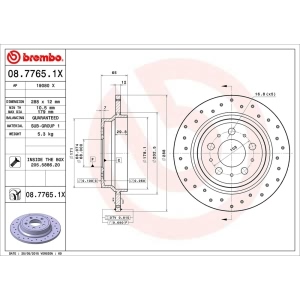 brembo Premium Xtra Cross Drilled UV Coated 1-Piece Rear Brake Rotors for 2003 Volvo S80 - 08.7765.1X