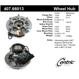 Centric Premium™ Front Passenger Side Non-Driven Wheel Bearing and Hub Assembly for Isuzu i-290 - 407.66013