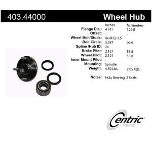 Centric Premium™ Wheel Hub Repair Kit for 1999 Toyota Corolla - 403.44000