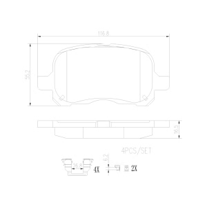 brembo Premium Ceramic Front Disc Brake Pads for 1999 Toyota Corolla - P83044N