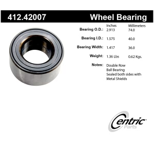 Centric Premium™ Front Passenger Side Double Row Wheel Bearing for 2005 Nissan Sentra - 412.42007
