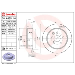 brembo UV Coated Series Solid Rear Brake Rotor for 2006 Lexus IS250 - 08.A635.11