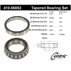 Centric Premium™ Rear Passenger Side Inner Wheel Bearing and Race Set for Chevrolet C20 Suburban - 410.66002