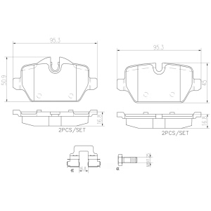 brembo Premium Ceramic Rear Disc Brake Pads for Mini Cooper Paceman - P06080N