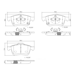 brembo Premium Ceramic Front Disc Brake Pads for 2014 Fiat 500L - P23167N