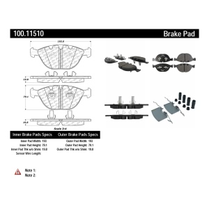 Centric Formula 100 Series™ OEM Brake Pads for 2009 BMW M6 - 100.11510