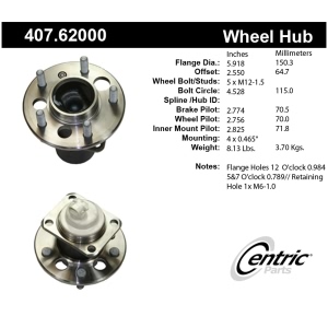 Centric Premium™ Wheel Bearing And Hub Assembly for 1992 Pontiac Trans Sport - 407.62000