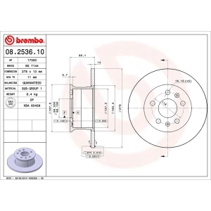 brembo OE Replacement Solid Front Brake Rotor - 08.2536.10