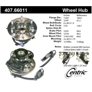 Centric Premium™ Front Passenger Side Non-Driven Wheel Bearing and Hub Assembly for 2008 Isuzu i-370 - 407.66011