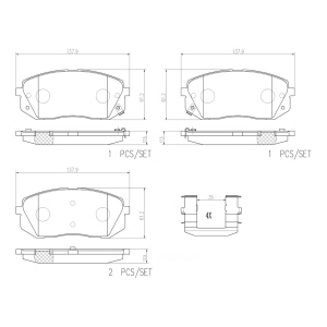 brembo Premium Ceramic Front Disc Brake Pads for Hyundai Sonata - P30056N