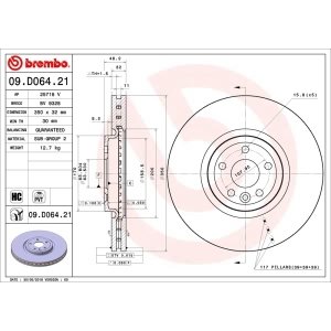 brembo UV Coated Series Front Brake Rotor for Land Rover Range Rover Velar - 09.D064.21