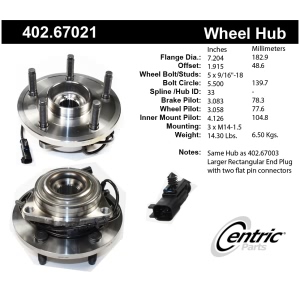 Centric Premium™ Wheel Bearing And Hub Assembly for 2009 Chrysler Aspen - 402.67021