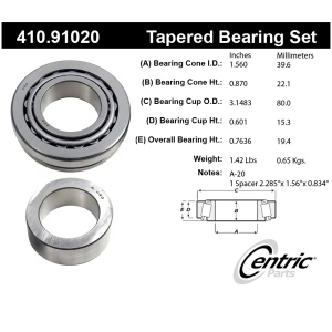 Centric Premium™ Rear Driver Side Wheel Bearing and Race Set for 1986 Ford E-150 Econoline Club Wagon - 410.91020