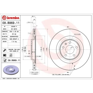 brembo UV Coated Series Vented Rear Brake Rotor for 2015 Porsche Macan - 09.B969.11