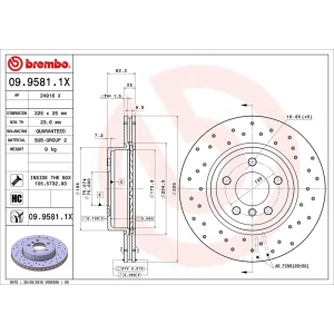 brembo Premium Xtra Cross Drilled UV Coated 1-Piece Front Brake Rotors for 2005 BMW X3 - 09.9581.1X
