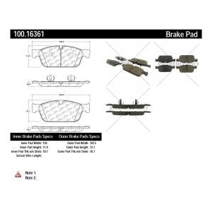 Centric Formula 100 Series™ OEM Brake Pads for 2016 Mercedes-Benz GLE450 AMG - 100.16361