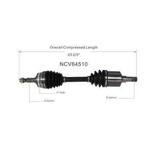 GSP North America Front Driver Side CV Axle Assembly for 2000 Daewoo Nubira - NCV64510
