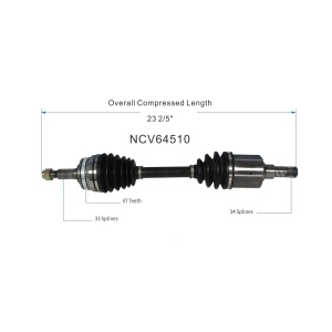 GSP North America Front Driver Side CV Axle Assembly for 1999 Daewoo Nubira - NCV64510