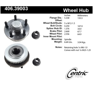 Centric Premium™ Wheel Bearing And Hub Assembly for Volvo V90 - 406.39003