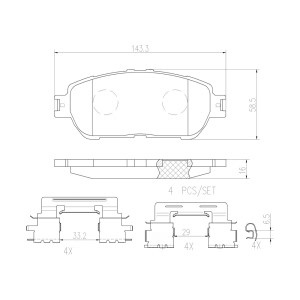 brembo Premium Ceramic Front Disc Brake Pads for Lexus ES300 - P83105N