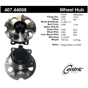 Centric Premium™ Wheel Bearing And Hub Assembly for 2003 Toyota RAV4 - 407.44008