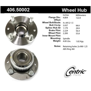 Centric Premium™ Wheel Bearing And Hub Assembly for 2002 Kia Spectra - 406.50002
