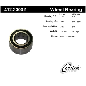 Centric Premium™ Rear Driver Side Double Row Wheel Bearing for Audi Coupe Quattro - 412.33002
