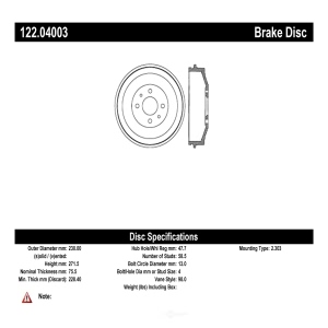 Centric Premium™ Brake Drum for Fiat - 122.04003
