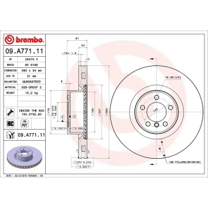 brembo UV Coated Series Front Brake Rotor for 2010 Land Rover Range Rover - 09.A771.11