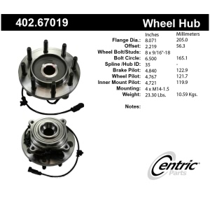 Centric Premium™ Front Passenger Side Driven Wheel Bearing and Hub Assembly for Ram 2500 - 402.67019
