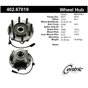 Centric Premium™ Front Passenger Side Driven Wheel Bearing and Hub Assembly for Ram - 402.67019