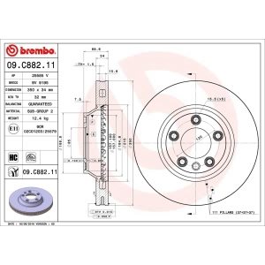 brembo UV Coated Series Vented Front Driver Side Brake Rotor for 2012 Porsche Cayenne - 09.C882.11