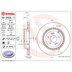 brembo UV Coated Series Rear Brake Rotor for Genesis G70 - 09.D028.11