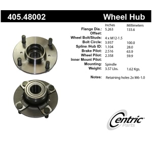 Centric Premium™ Rear Passenger Side Non-Driven Wheel Bearing and Hub Assembly for 1991 Suzuki Swift - 405.48002