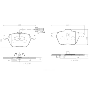 brembo Premium Ceramic Front Disc Brake Pads for 2002 Volkswagen EuroVan - P85061N