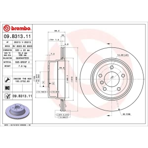 brembo UV Coated Series Rear Brake Rotor for 2007 BMW 525xi - 09.B313.11