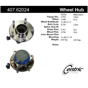 Centric Premium™ Hub And Bearing Assembly; With Integral Abs for 2006 Cadillac XLR - 407.62024
