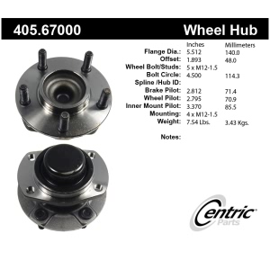 Centric Premium™ Wheel Bearing And Hub Assembly for 2001 Chrysler Voyager - 405.67000