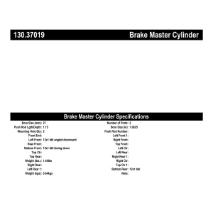 Centric Premium™ Brake Master Cylinder for Porsche 911 - 130.37019