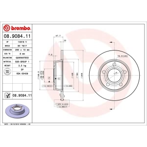 brembo UV Coated Series Solid Rear Brake Rotor for 2004 Audi A6 Quattro - 08.9084.11