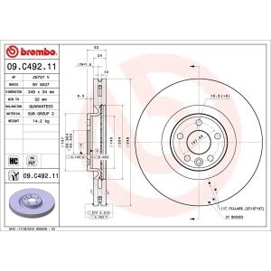 brembo UV Coated Series Front Brake Rotor for Land Rover Discovery Sport - 09.C492.11