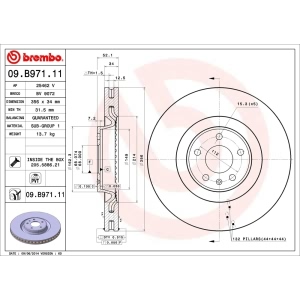 brembo UV Coated Series Front Brake Rotor for Audi A7 Quattro - 09.B971.11