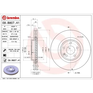 brembo UV Coated Series Vented Front Brake Rotor for 2017 Mercedes-Benz GLA250 - 09.B807.41