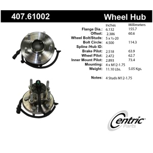 Centric Premium™ Wheel Bearing And Hub Assembly for 2004 Mercury Monterey - 407.61002